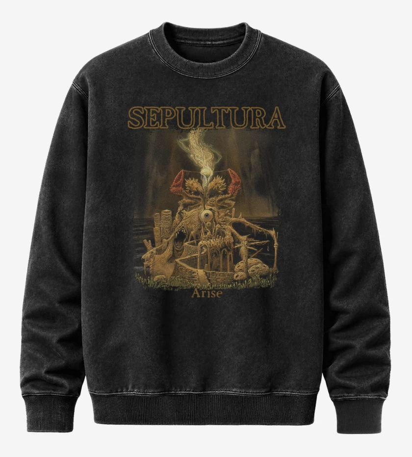 Poleron Polo Acid Wash Negro de Sepultura Arise