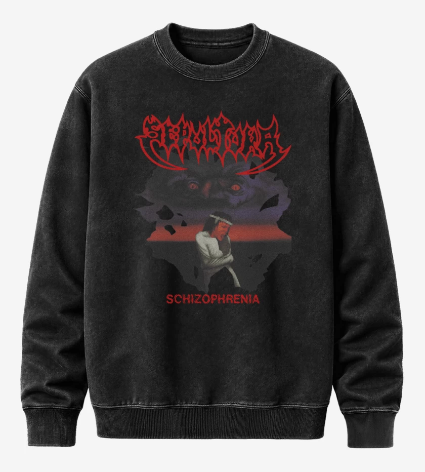 Poleron Polo Acid Wash Negro de Sepultura Schizophrenia
