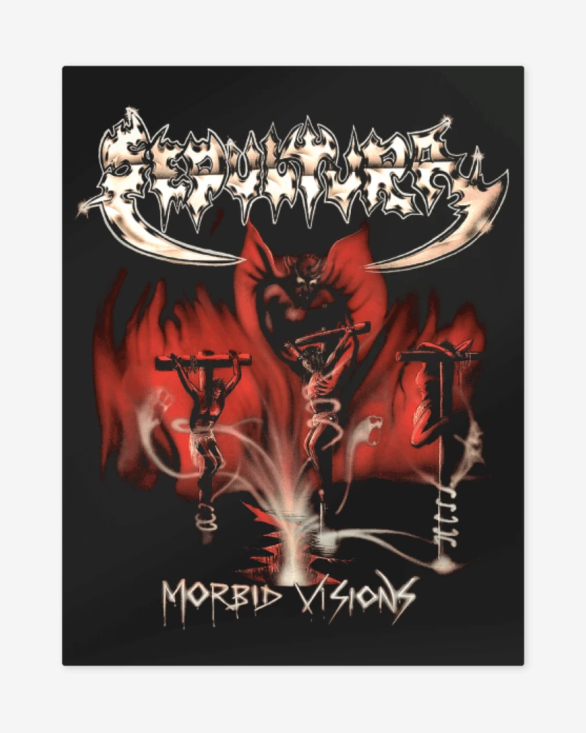 Print metalico Negro de Sepultura Morbid Visions
