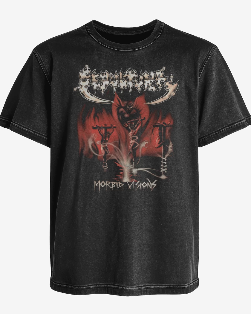 Polera desgastada Sepultura Morbid Visions