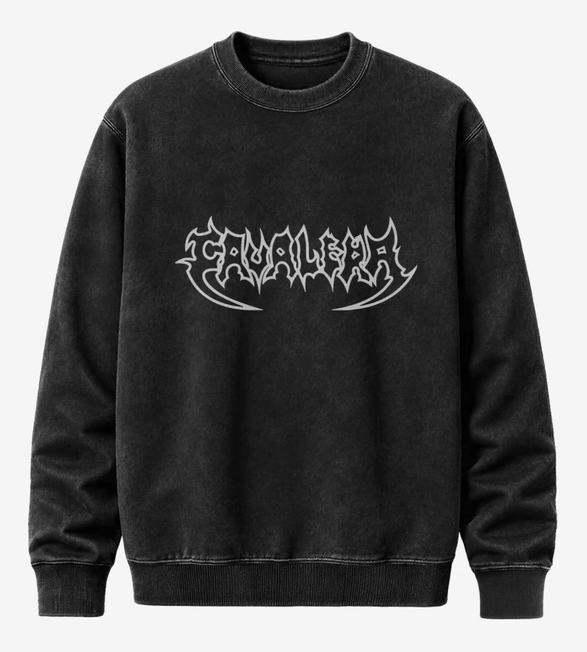 Poleron Polo Acid Wash Negro de Cavalera Logo