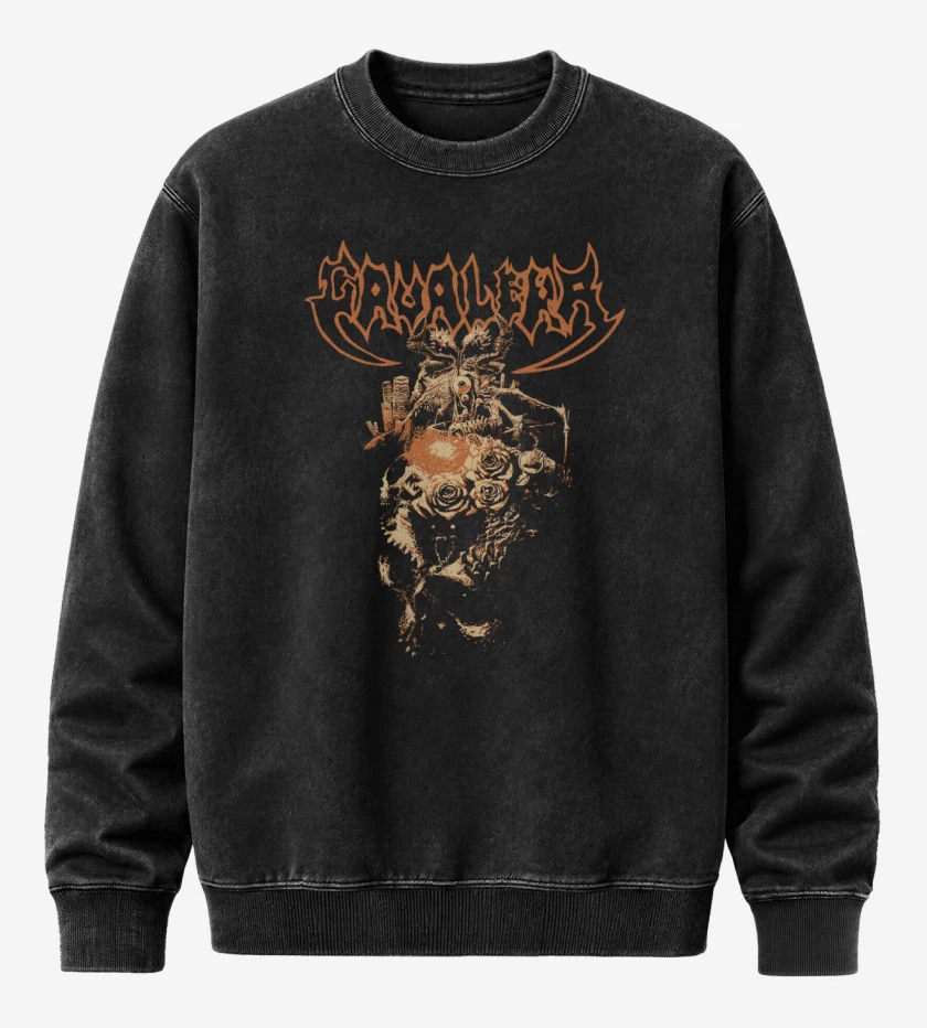 Poleron Polo Acid Wash Negro de Cavalera Beneath Arise