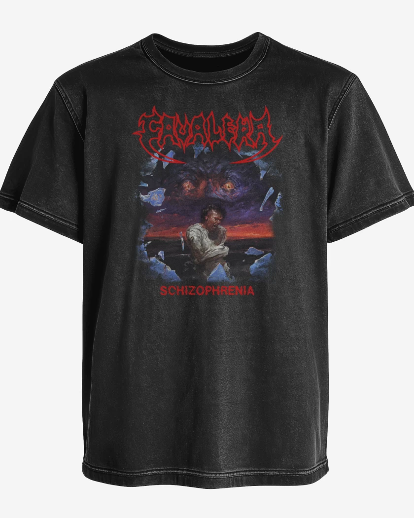 Polera desgastada Negro de Cavalera Schizophrenia
