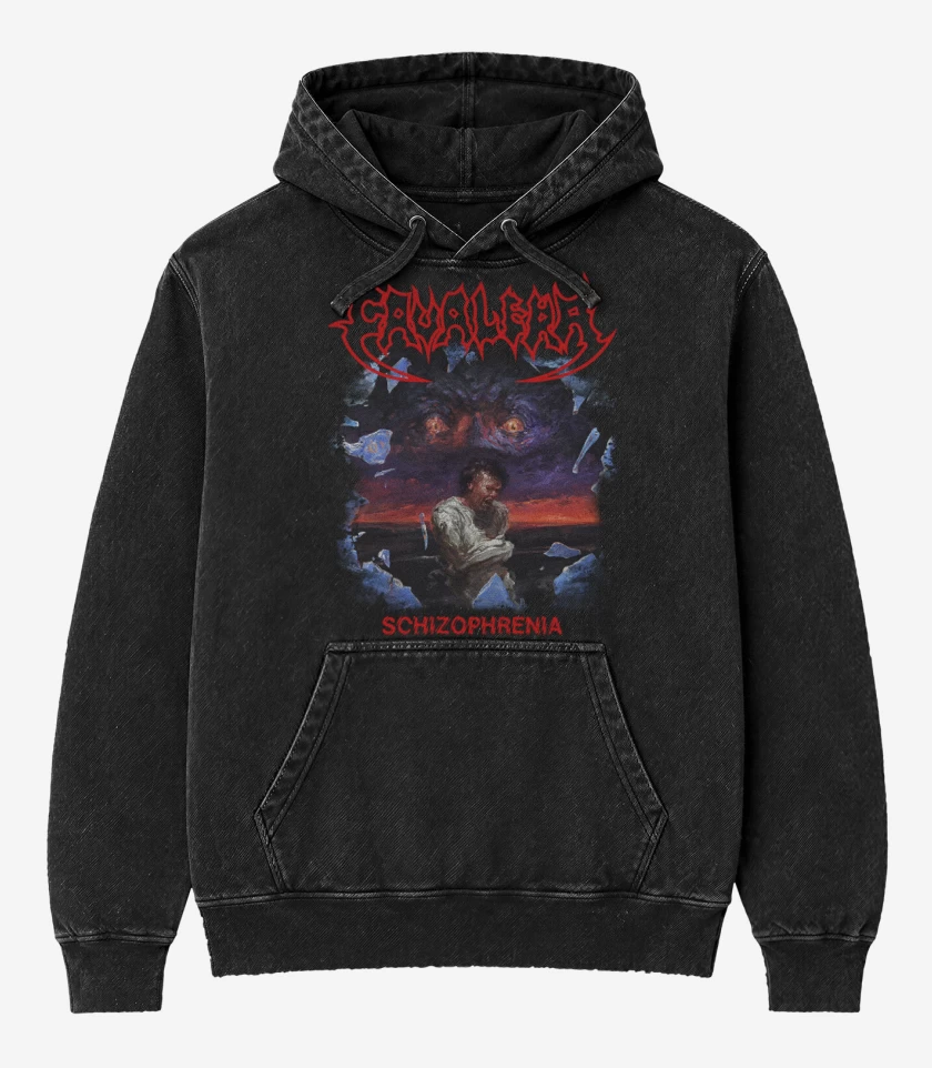 Poleron Canguro Acid Wash Negro de Cavalera Schizophrenia