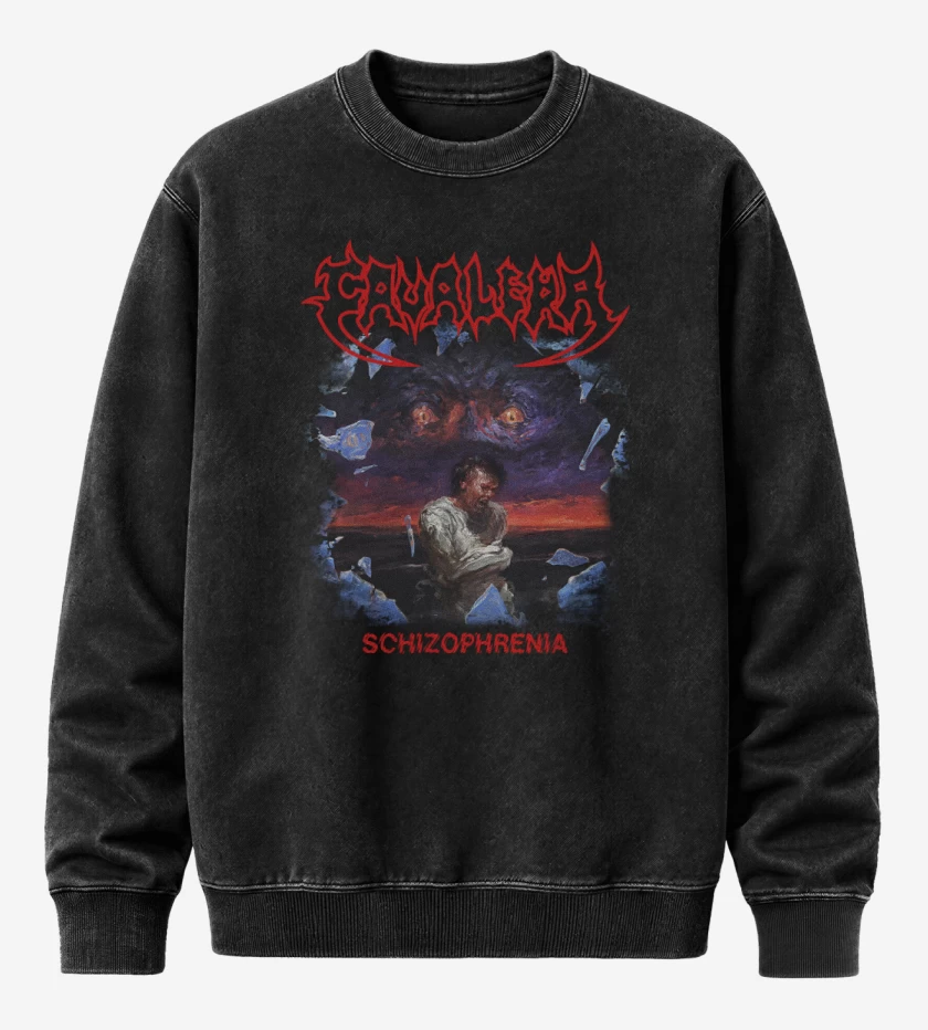 Poleron Polo Acid Wash Negro de Cavalera Schizophrenia