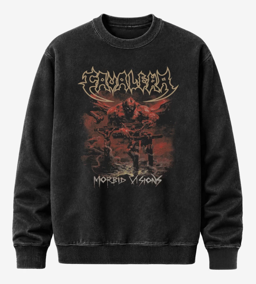 Poleron Polo Acid Wash Negro de Cavalera Morbid Visions