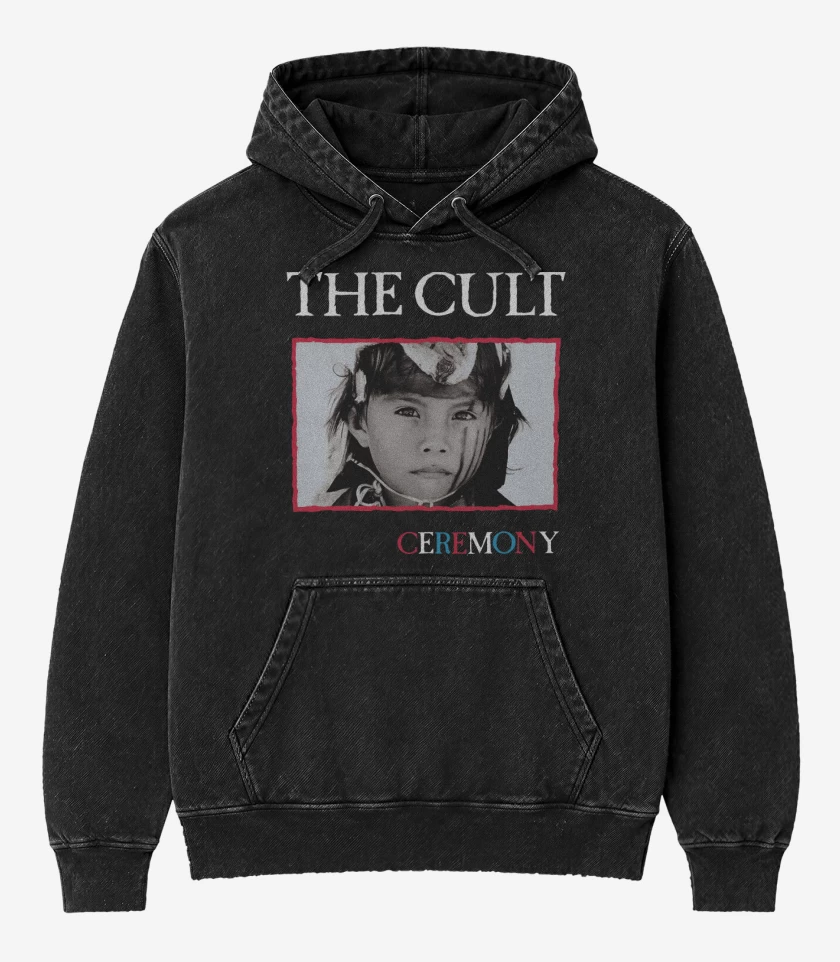 Poleron Canguro Acid Wash Negro de The Cult Ceremony