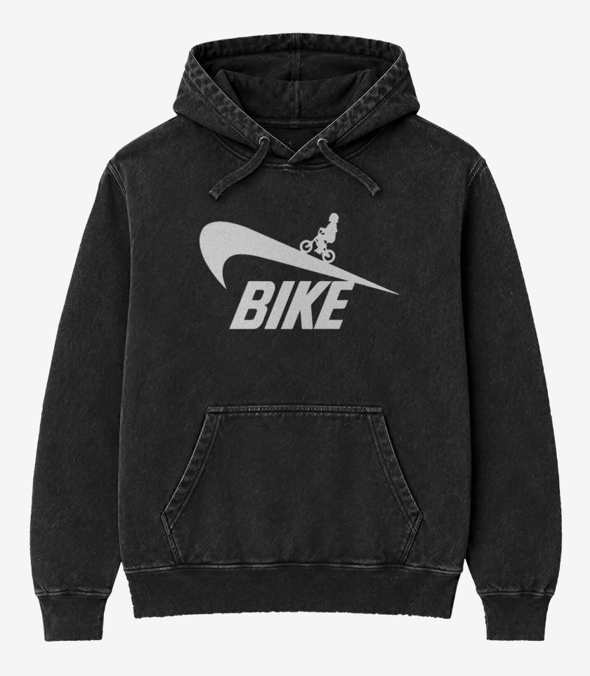 Poleron Canguro Acid Wash Negro de Bike 