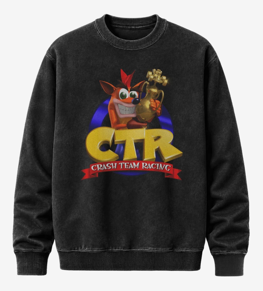 Poleron Polo Acid Wash Negro de Crash Bandicoot CTR