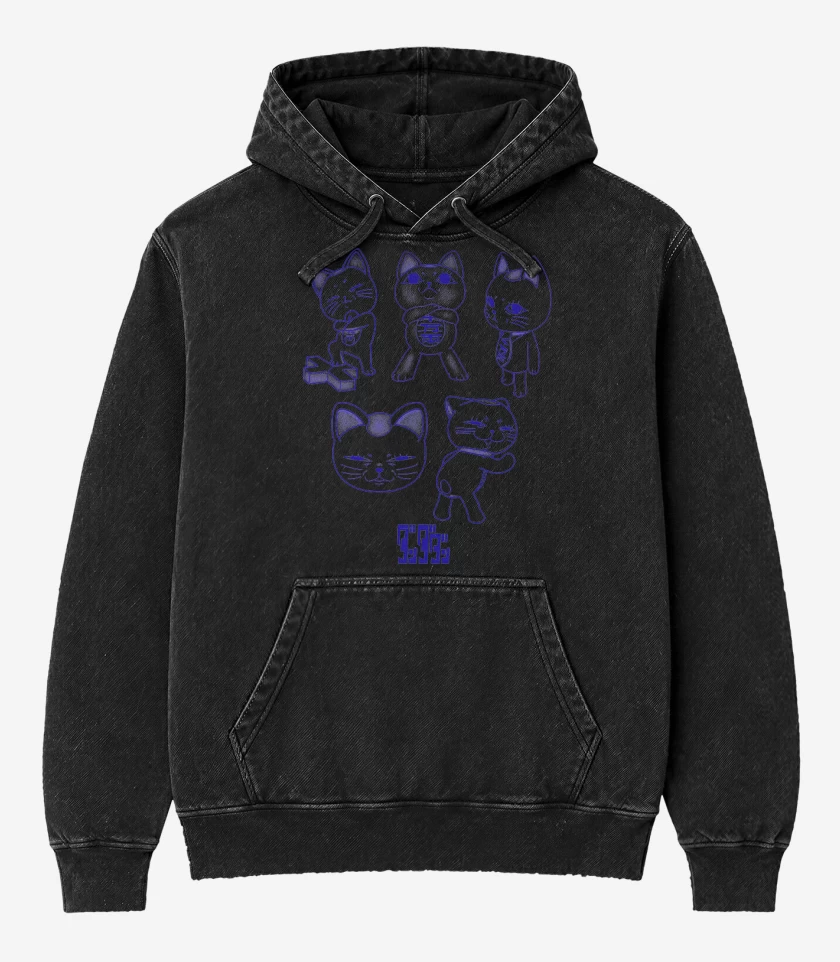 Poleron Canguro Acid Wash Negro de Turbo Granny