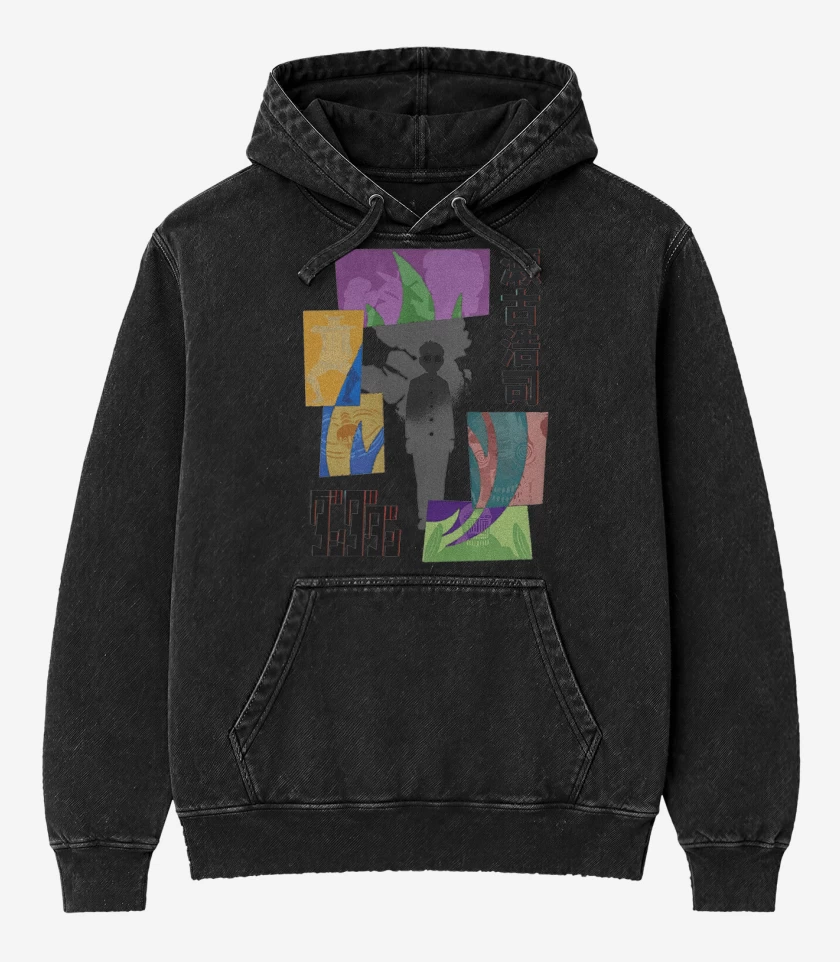 Poleron Canguro Acid Wash Negro de Dandadan