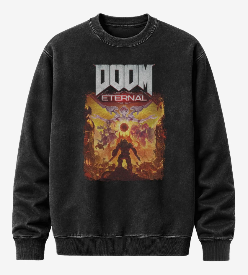 Poleron Polo Acid Wash Negro de Eternal Doom