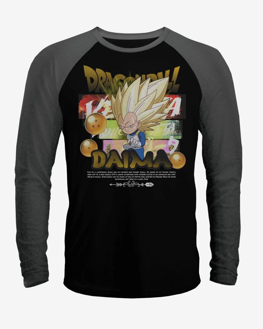 Polera Raglan Negro / Negro Heather de Vegeta SS3