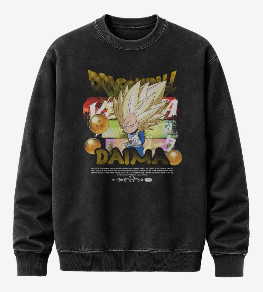 Poleron Polo Acid Wash Negro de Vegeta SS3