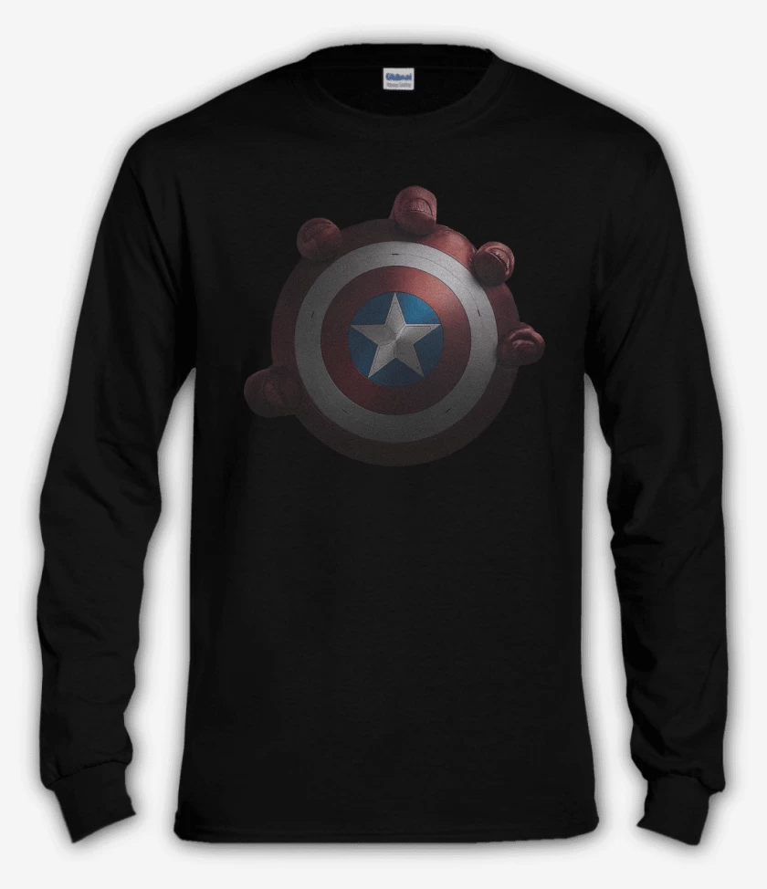 Polera manga larga Negro de Escudo Capitan America 