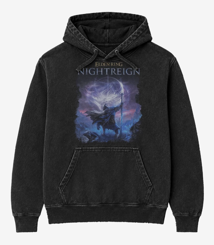 Poleron Canguro Acid Wash Negro de Elden Ring Nightreign