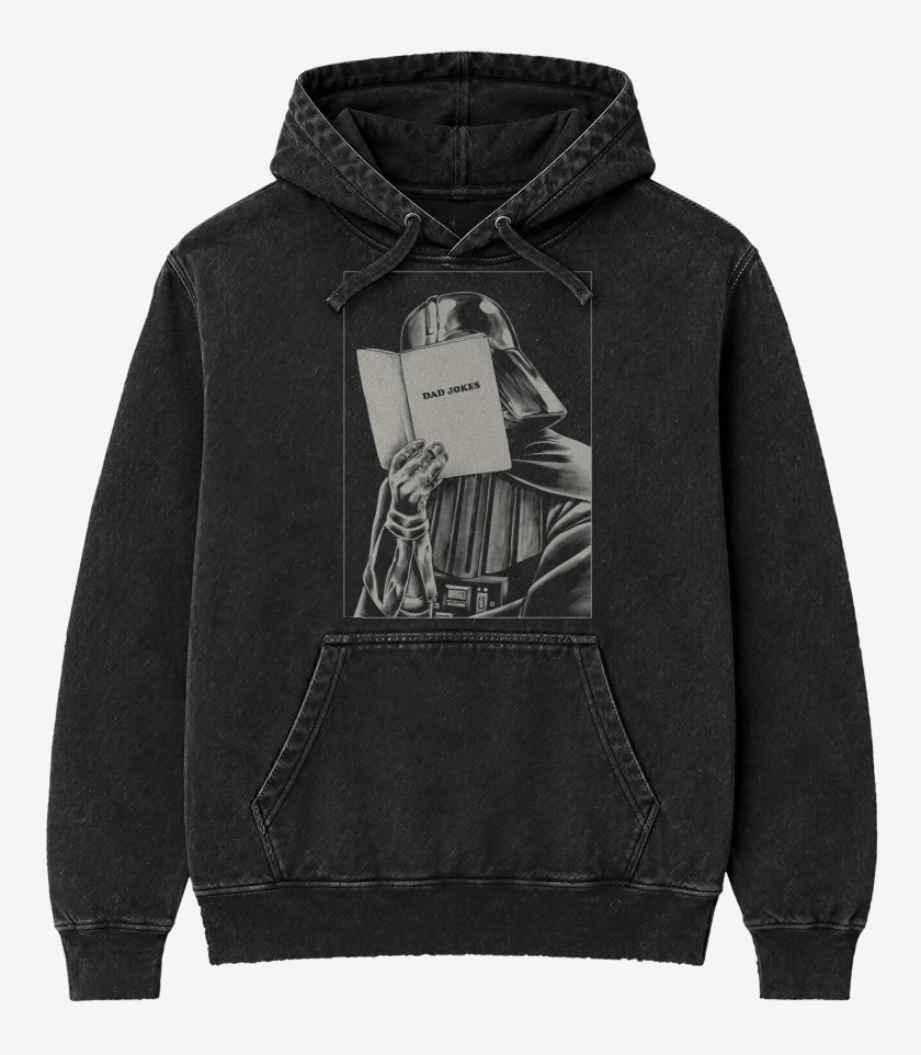 Poleron Canguro Acid Wash Negro de Dad Jokes 