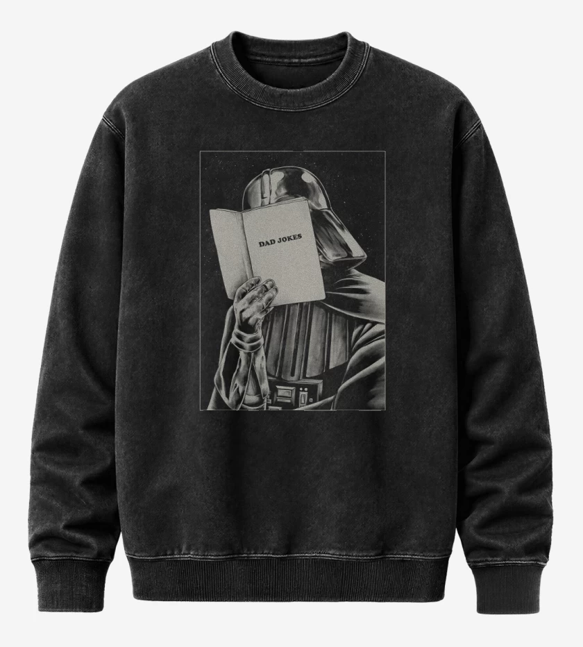 Poleron Polo Acid Wash Negro de Dad Jokes 