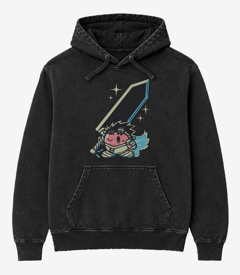 Poleron Canguro Acid Wash Negro de BerserKirby
