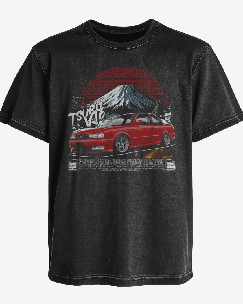 Polera desgastada Negro de Tsuru v16