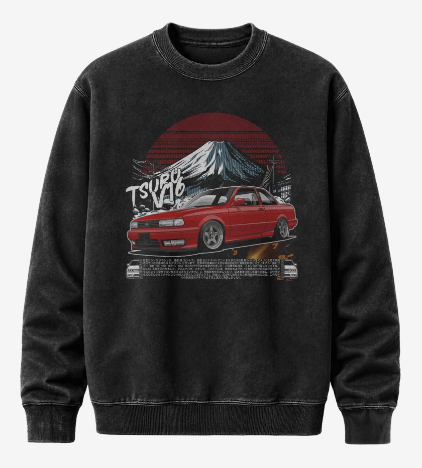 Poleron Polo Acid Wash Negro de Tsuru v16