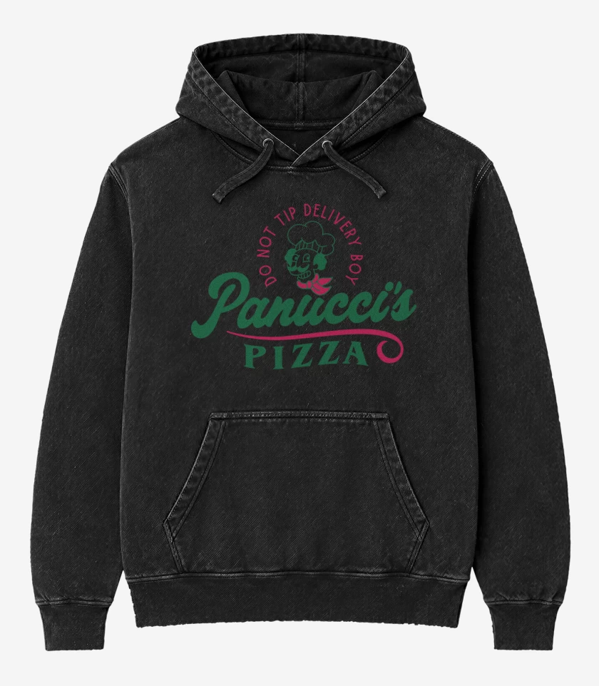 Poleron Canguro Acid Wash Negro de Panuccis Pizza
