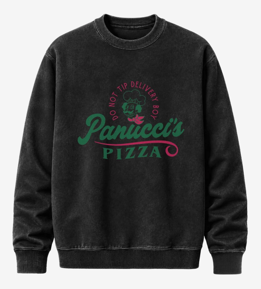 Poleron Polo Acid Wash Negro de Panuccis Pizza