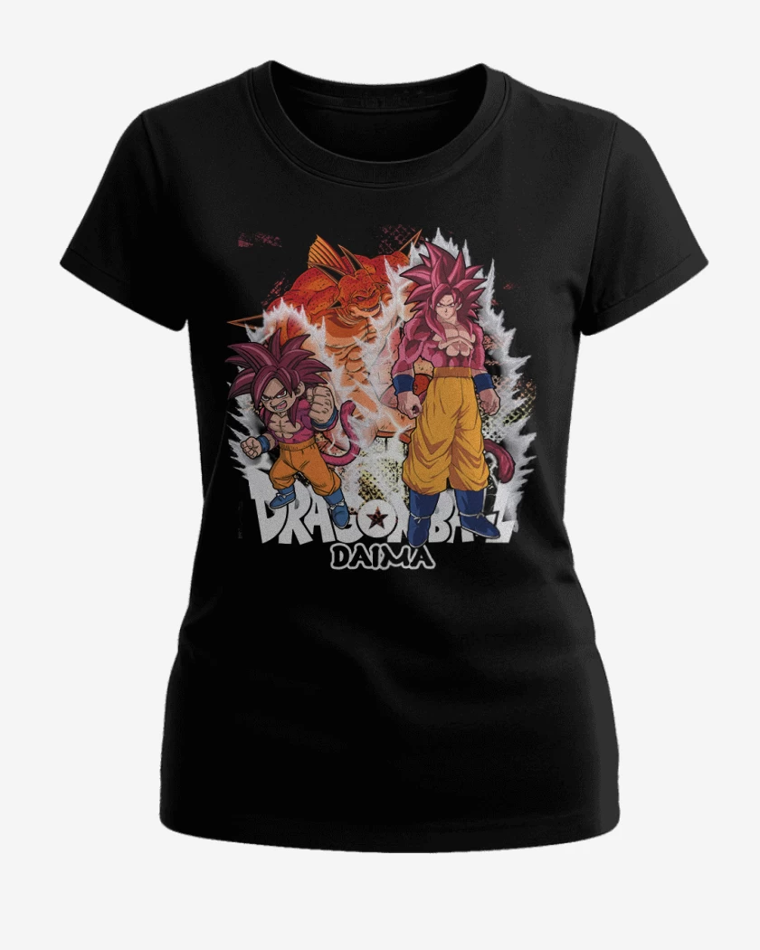 Polera de Mujer Negro de Goku Daima Ssj4