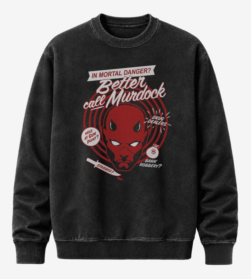 Poleron Polo Acid Wash Negro de Daredevil Better Call 