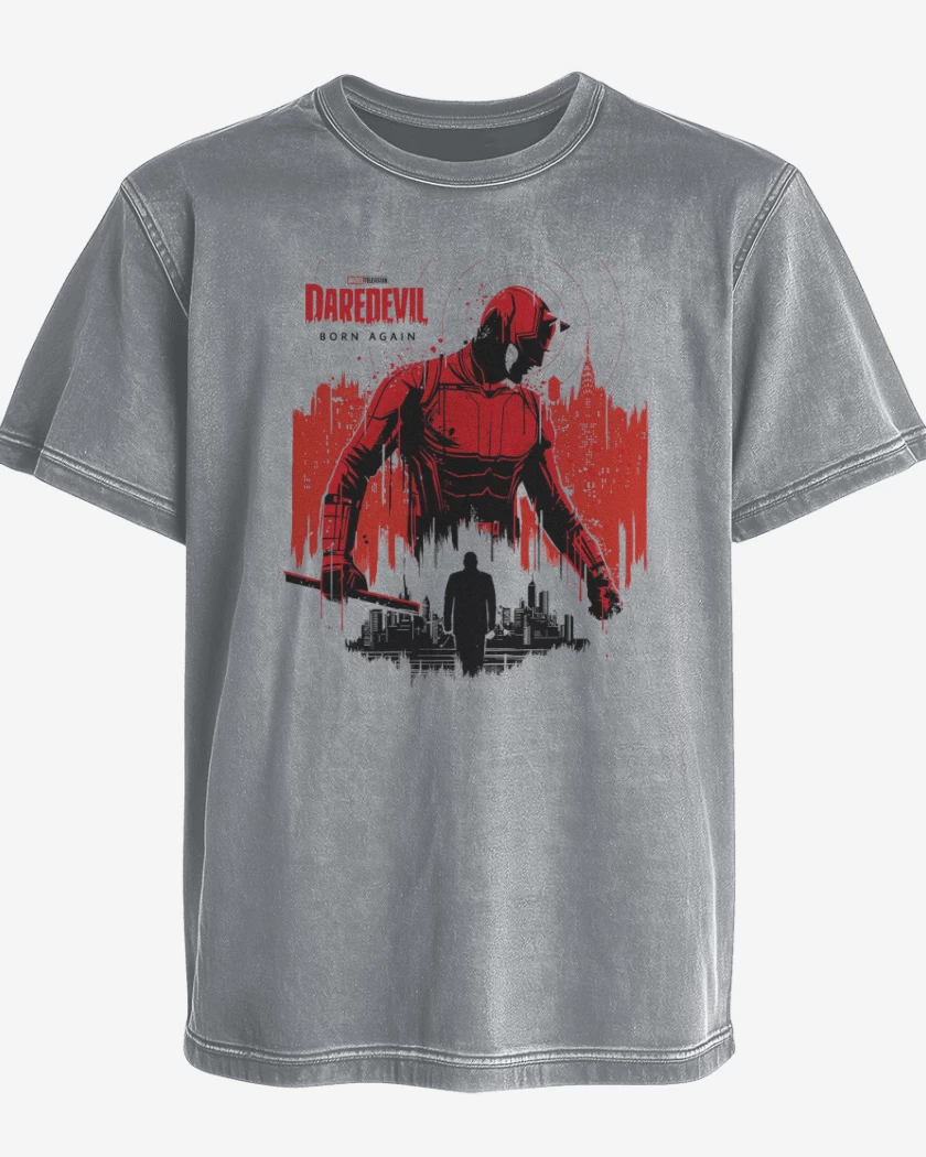 Polera desgastada Gris Melange de Daredevil Born Again