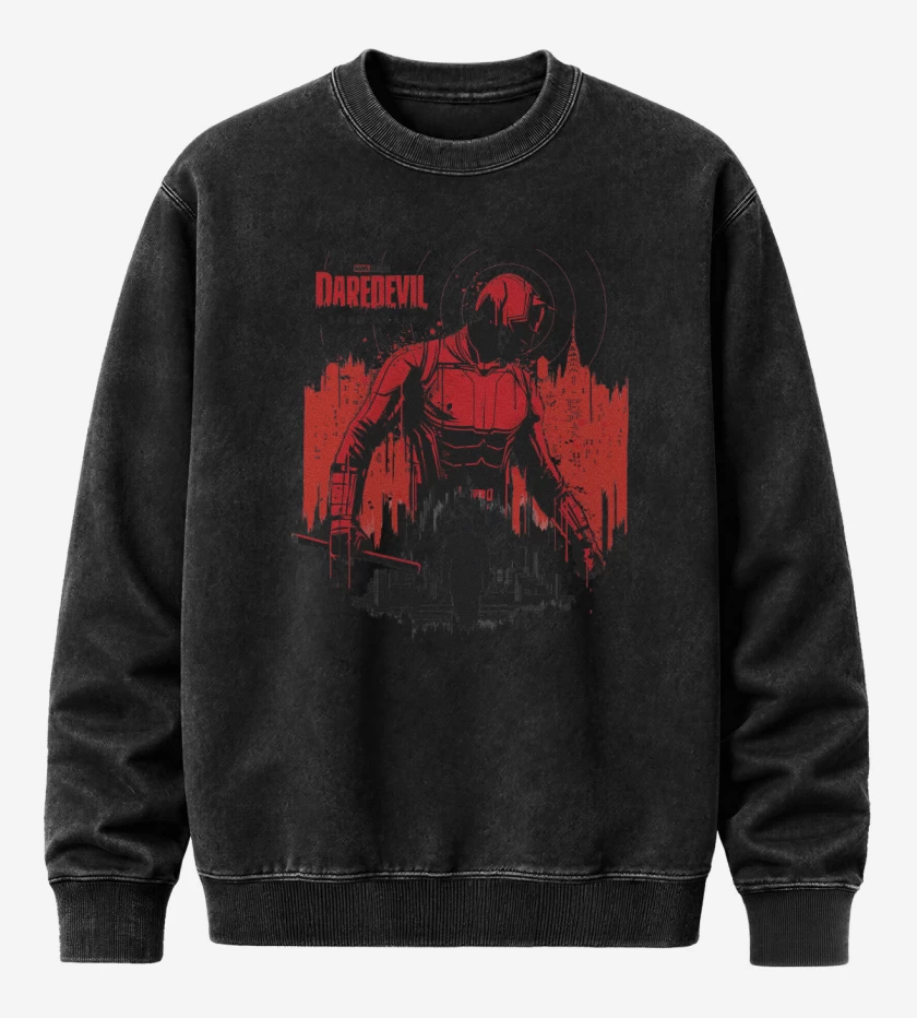 Poleron Polo Acid Wash Negro de Daredevil Born Again