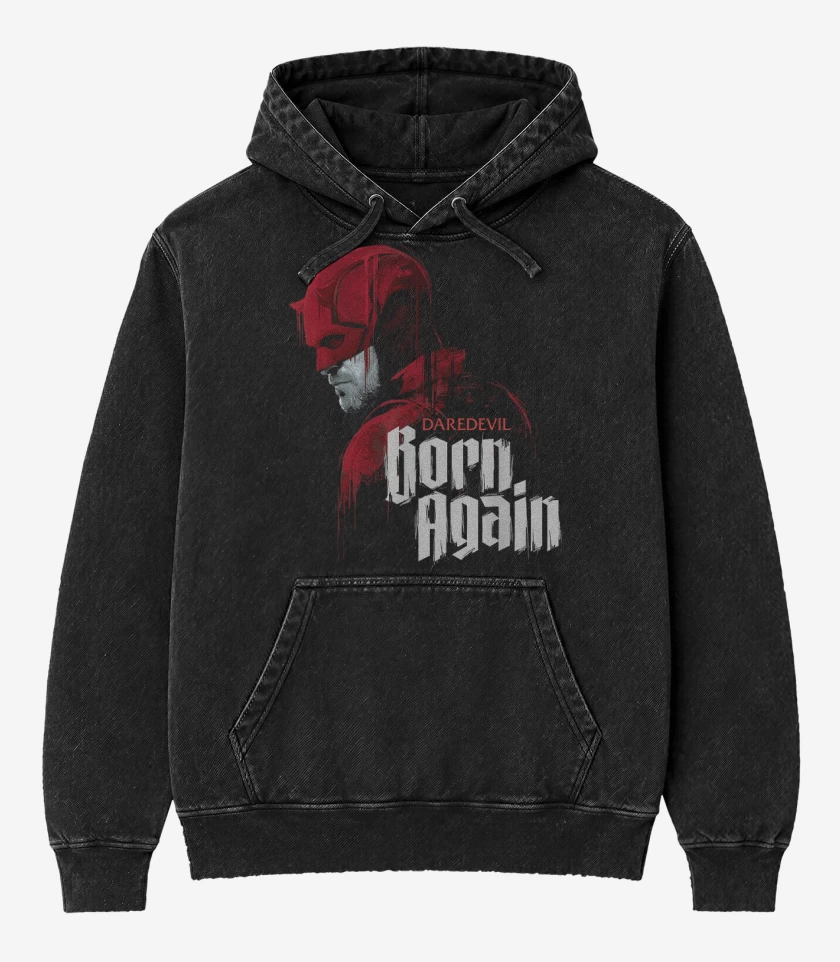 Poleron Canguro Acid Wash Negro de Daredevil Born Again II