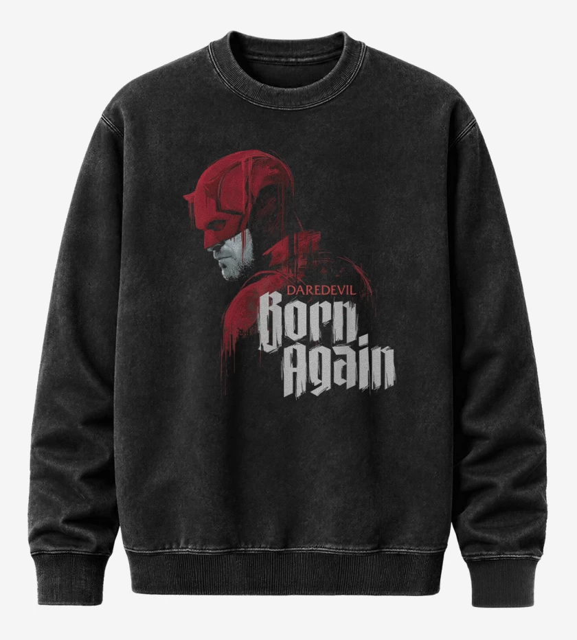 Poleron Polo Acid Wash Negro de Daredevil Born Again II