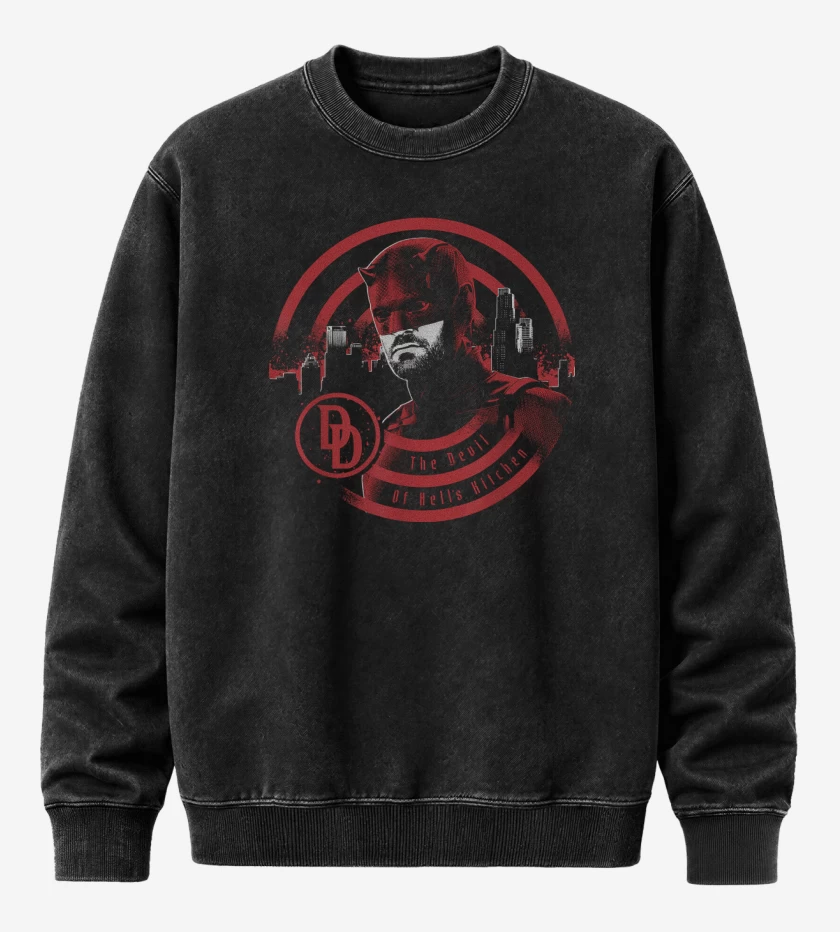 Poleron Polo Acid Wash Negro de Hells Kitchen 