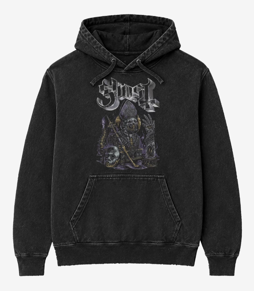 Poleron Canguro Acid Wash Negro de Papa V Perpetua