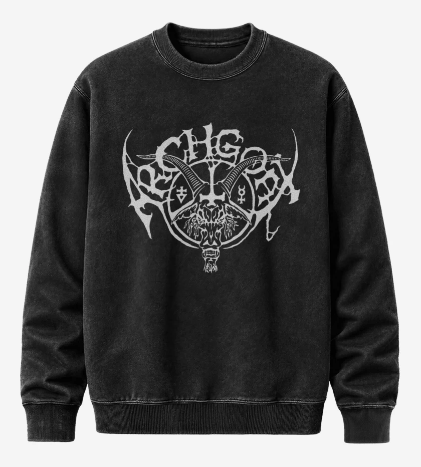 Poleron Polo Acid Wash Negro de Archgoat Logo B