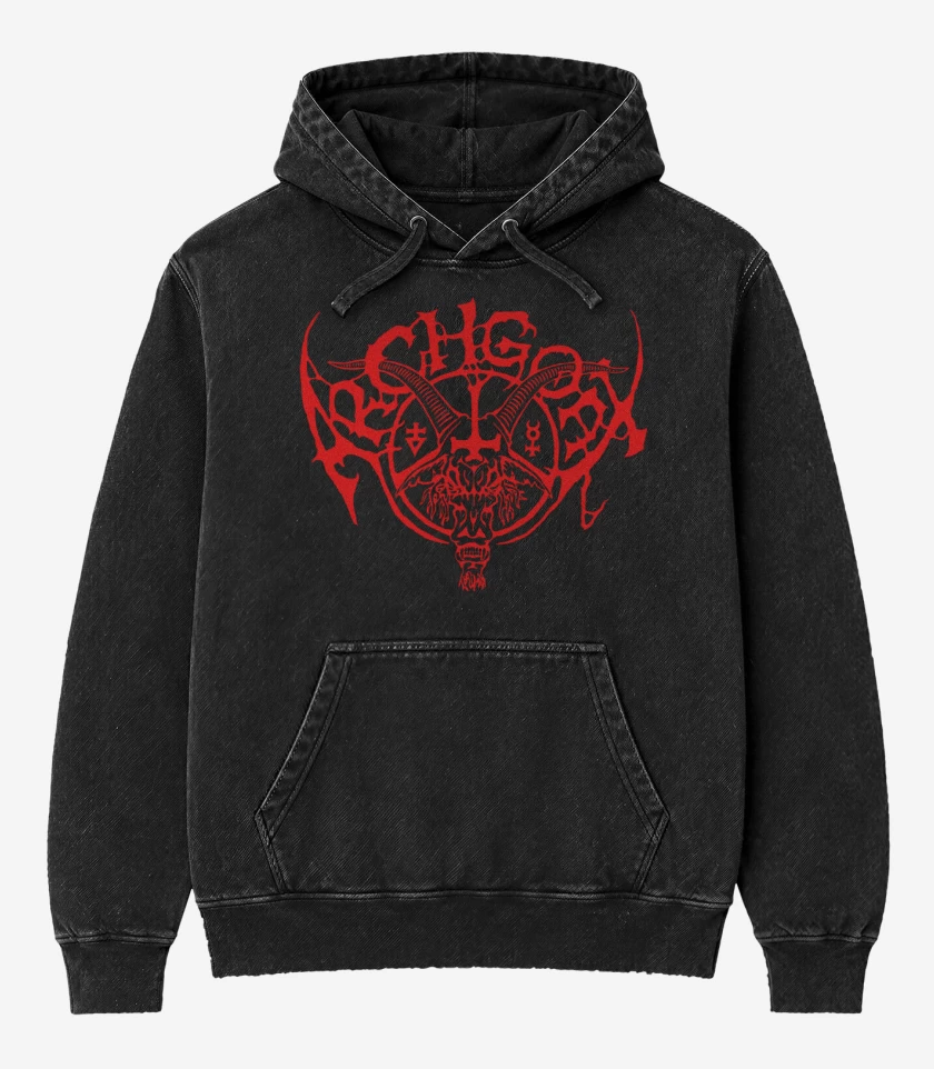 Poleron Canguro Acid Wash Negro de Archgoat Logo