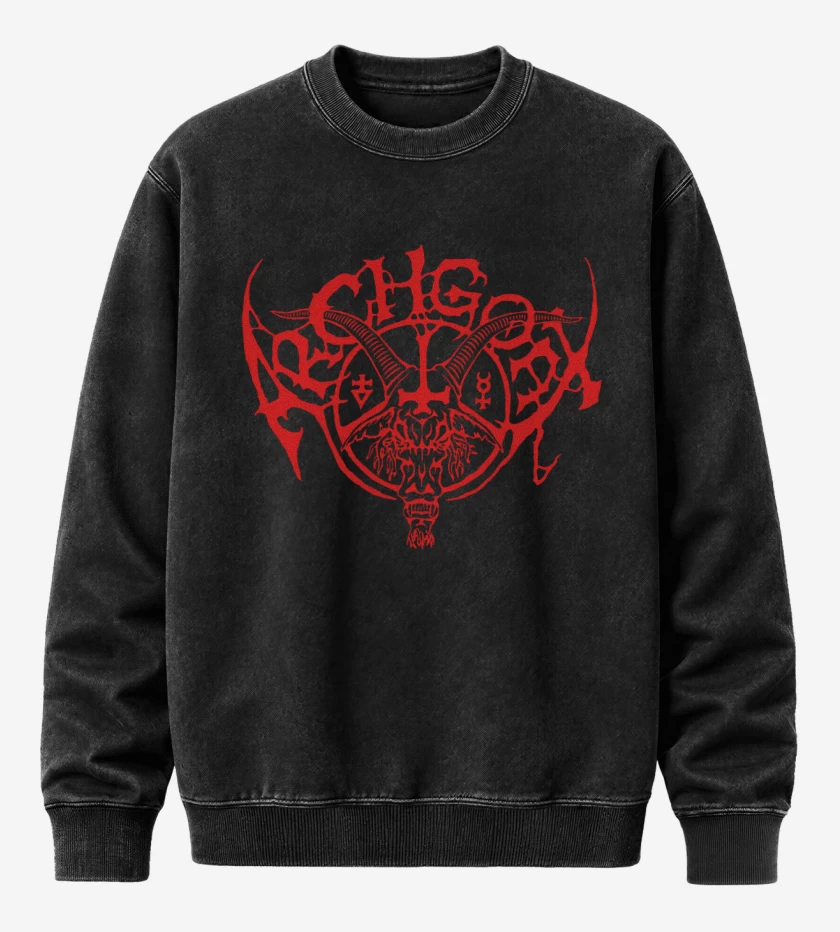 Poleron Polo Acid Wash Negro de Archgoat Logo