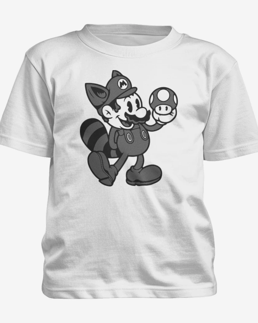 Polera de niño Blanco de Super bigote bross black and white
