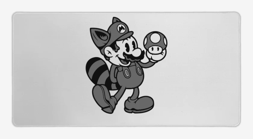 Mouse pad Gamer Super bigote bross black and white