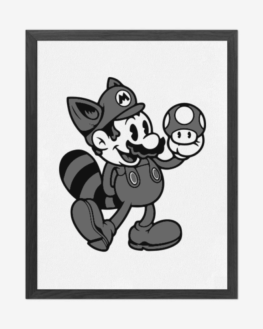 Cuadro decorativo Super bigote bross black and white