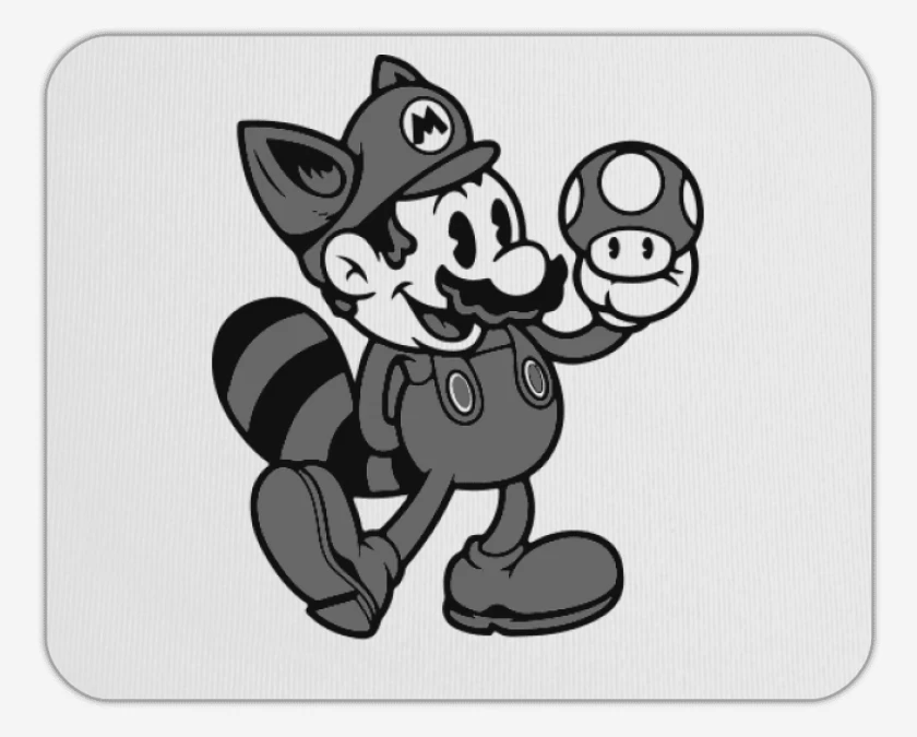 Mousepad Super bigote bross black and white