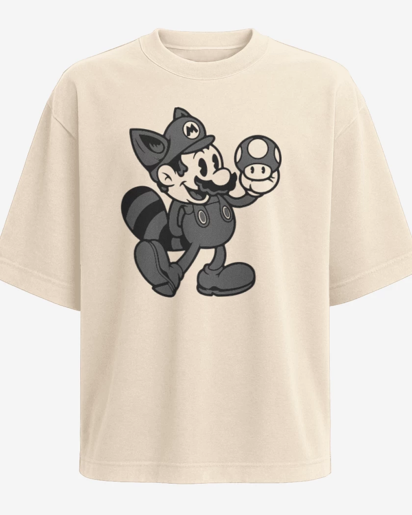 Polera Oversize Super bigote bross black and white