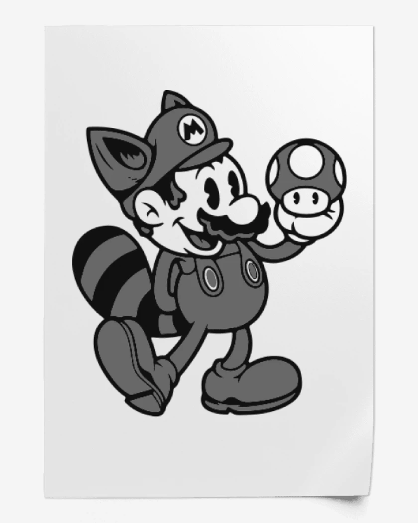 Print Super bigote bross black and white
