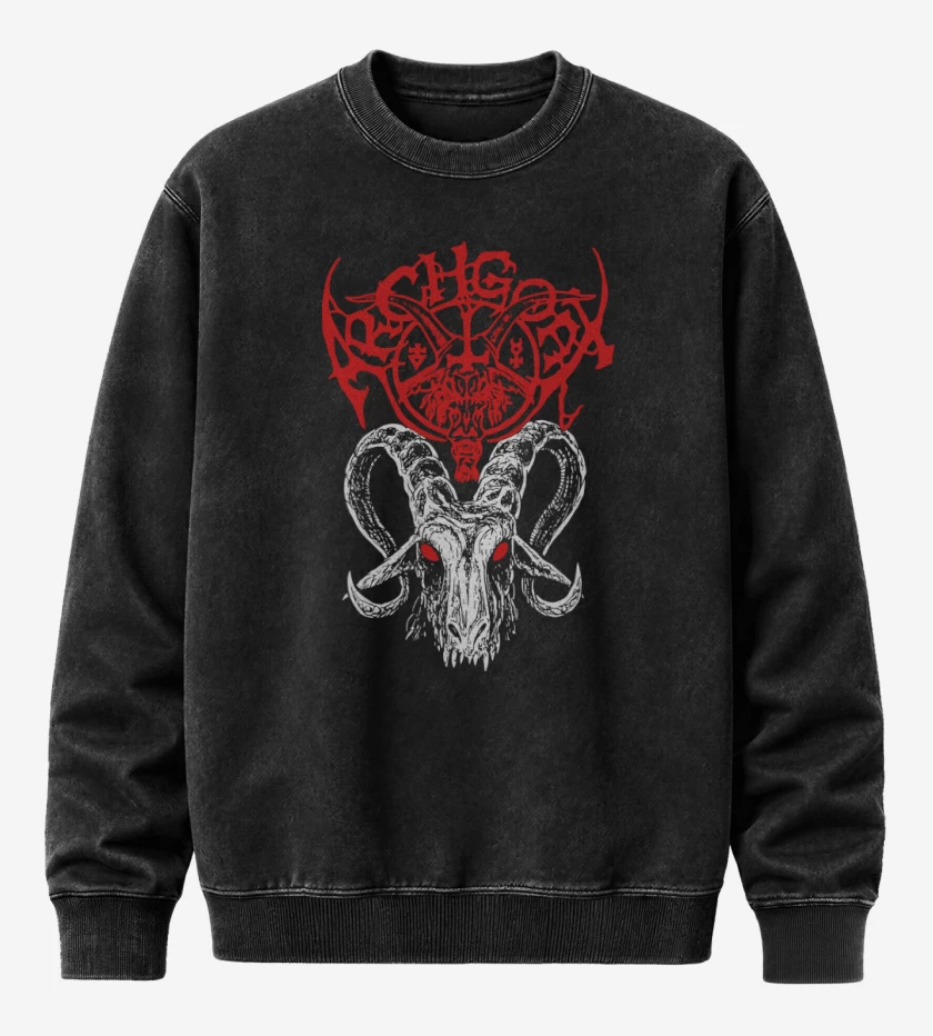 Poleron Polo Acid Wash Negro de Archgoat Goat