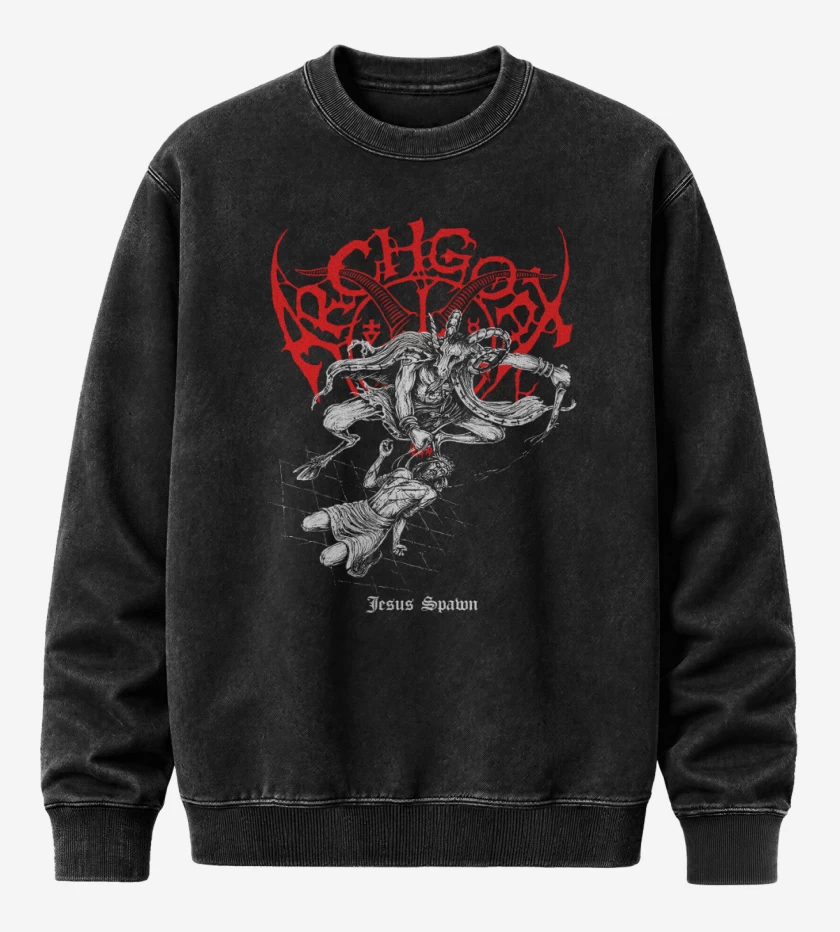 Poleron Polo Acid Wash Negro de Archgoat Jesus Spawn