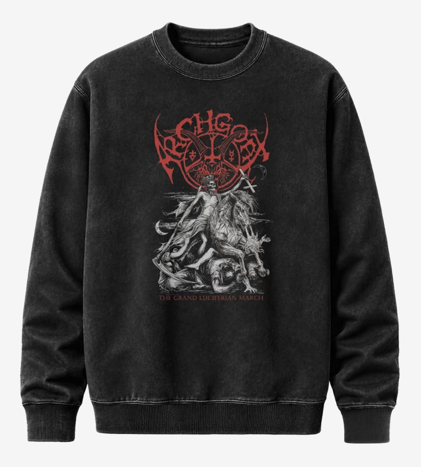 Poleron Polo Acid Wash Negro de Archgoat The Grand Luciferian