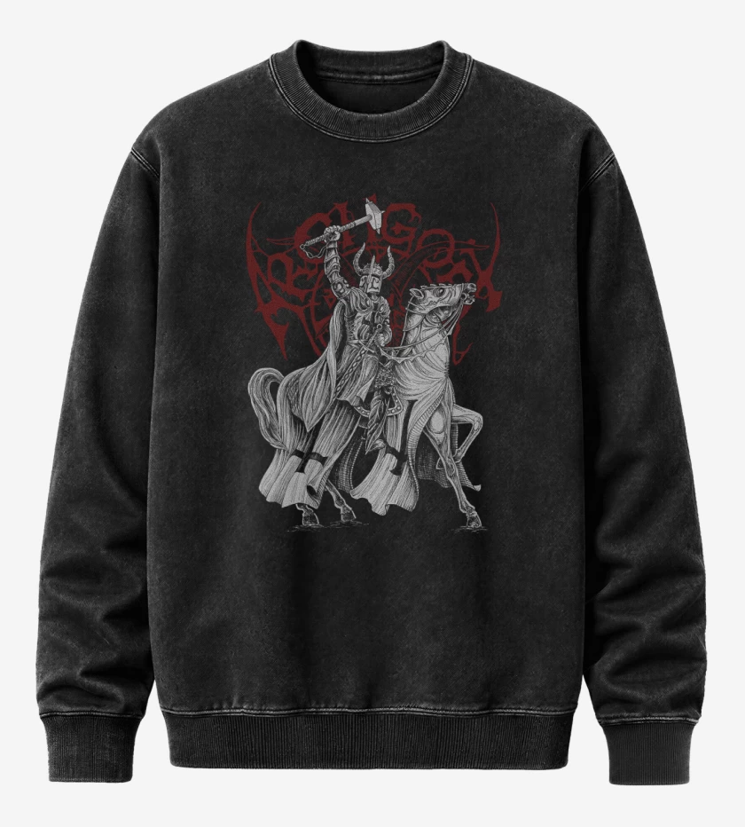 Poleron Polo Acid Wash Negro de Archgoat Satanic Crusader