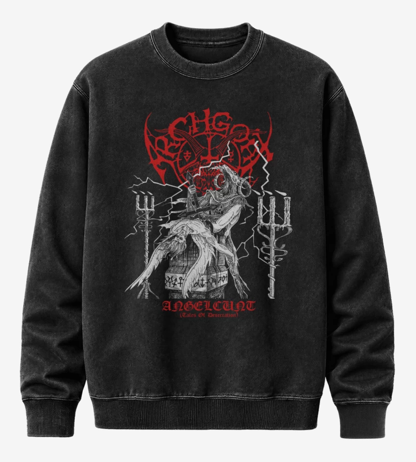 Poleron Polo Acid Wash Negro de Archgoat Angelcunt
