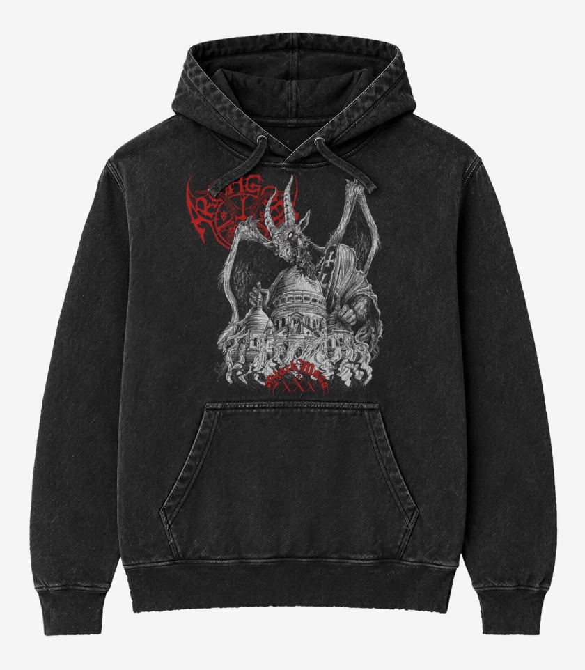 Poleron Canguro Acid Wash Negro de Archgoat Black Mass